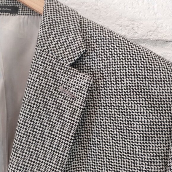 Ralph Lauren Blazer Men 46R Gray Houndstooth Silk Wool Blend 2 Button Sport Coat - Picture 2 of 14